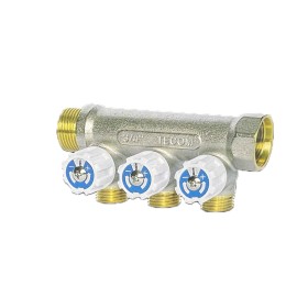 Collettore Ottone 3 Vie Chiusure Frontali 3/4 x 1/2 x D16