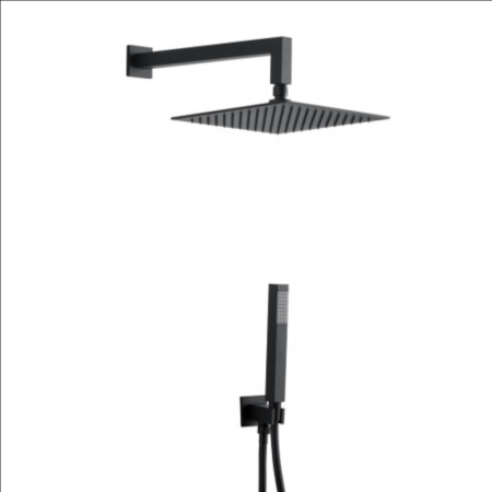 Kit Doccia Nero Quadro Soffione Doccetta Presa Laccio Doccia