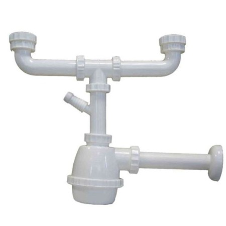 Sifone Moplen 2 Vie Attacco Lavatrice Plastica Bianco